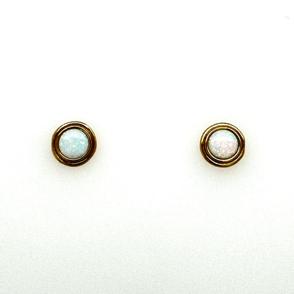 Solid opal 9ct yellow gold earrings