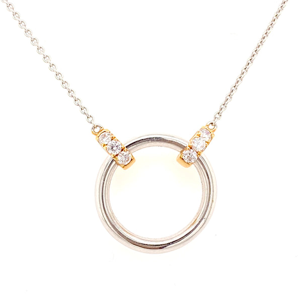 18ct white gold solid circle diamond necklace