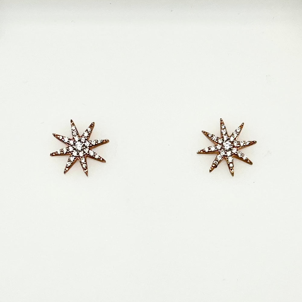 Rose gold diamond star stud earrings