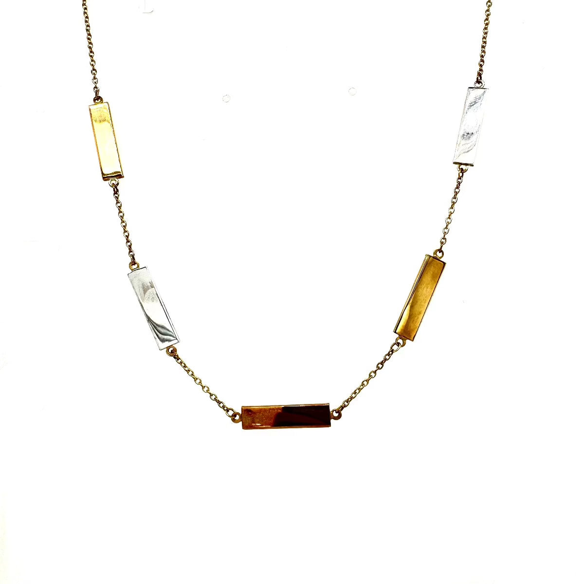 9ct 3tone bar necklace