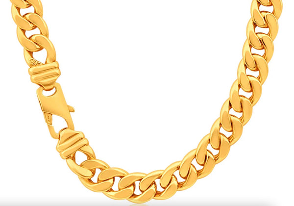 Mens Square Curb Link Gold Chain - Italian