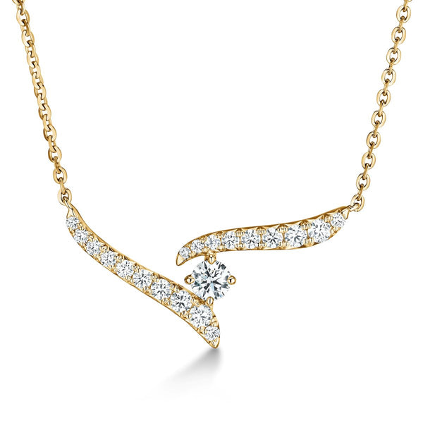 diamond crossover necklace yellow gold