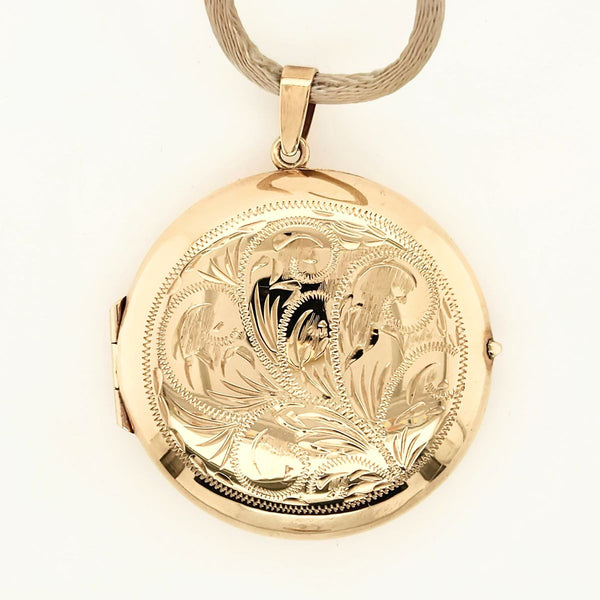 Yellow Gold Locket with Full Engaving