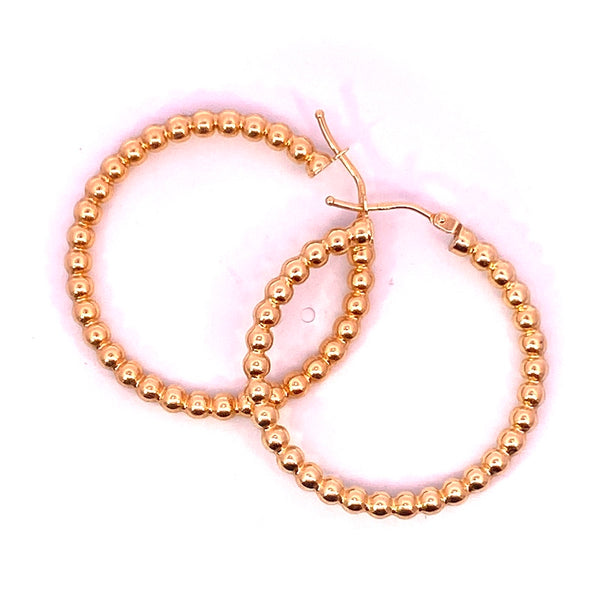 18ct Italian Yellow Gold Ball design Hoop Earrings