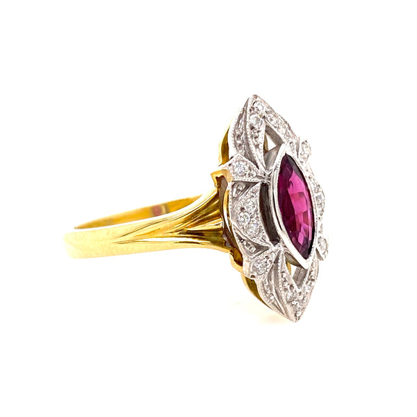 18ct yellow gold Ruby and diamond ring