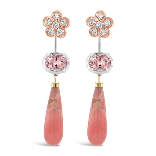 Sakura Flower Stud Earrings - Diamond Cluster