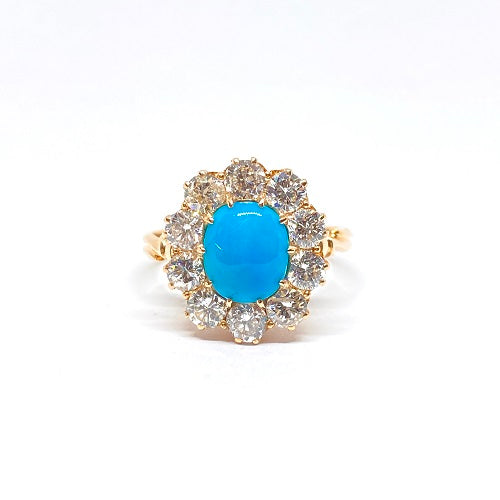 Antique turquoise and diamond cluster ring Melbourne