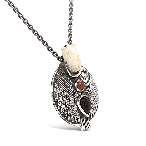 Silver owl necklace deals