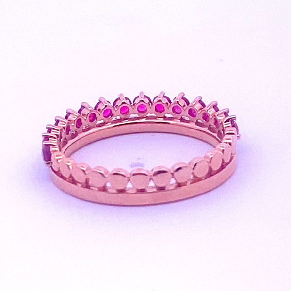 18ct rose gold ruby and diamond ring.