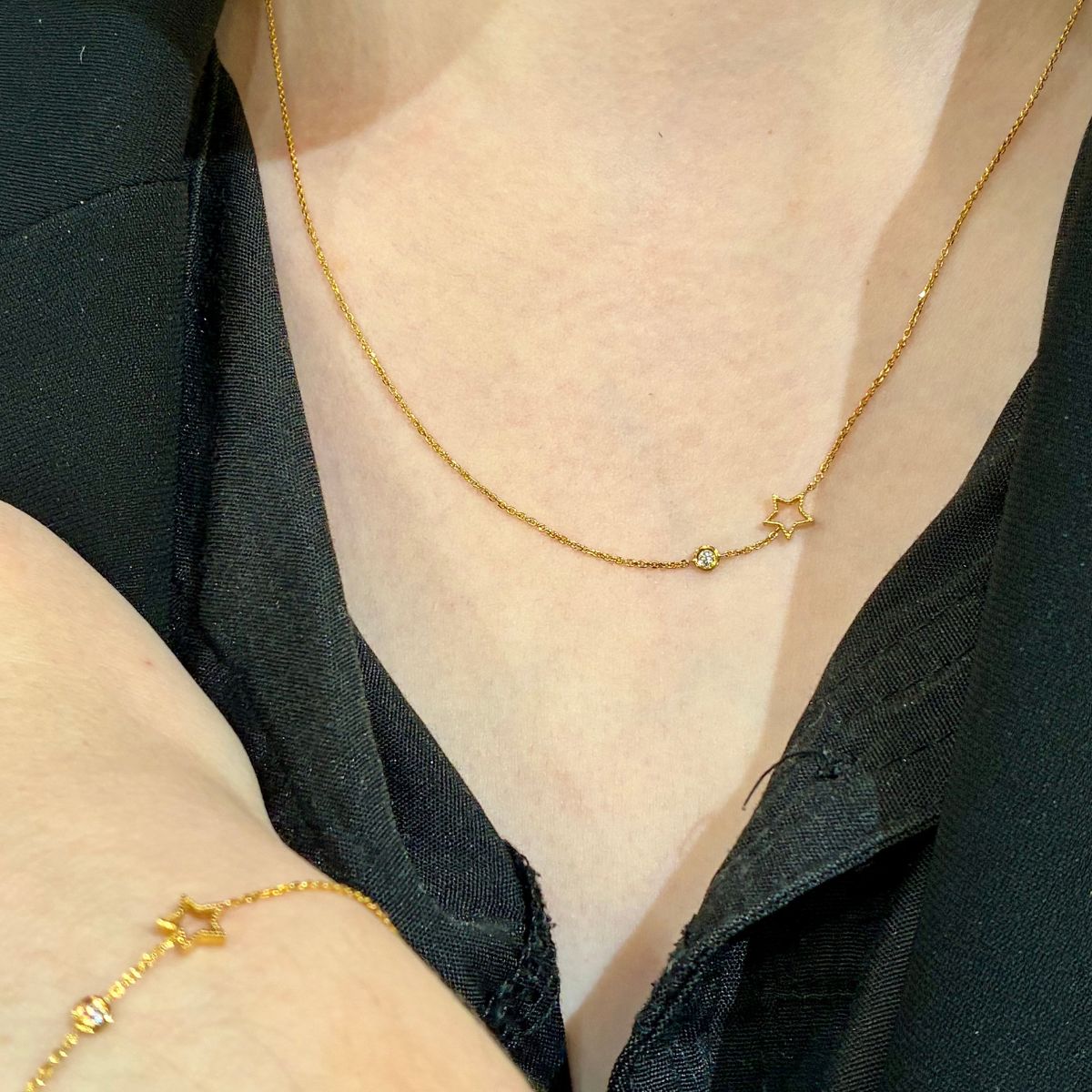 Star and Diamond Gold Necklace