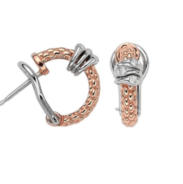 Fope rose and white gold earrings