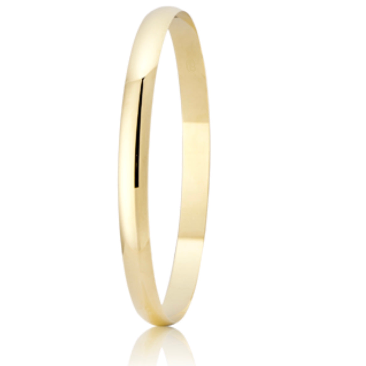 18ct Yellow Gold Solid High Domed Bangle - 6mm