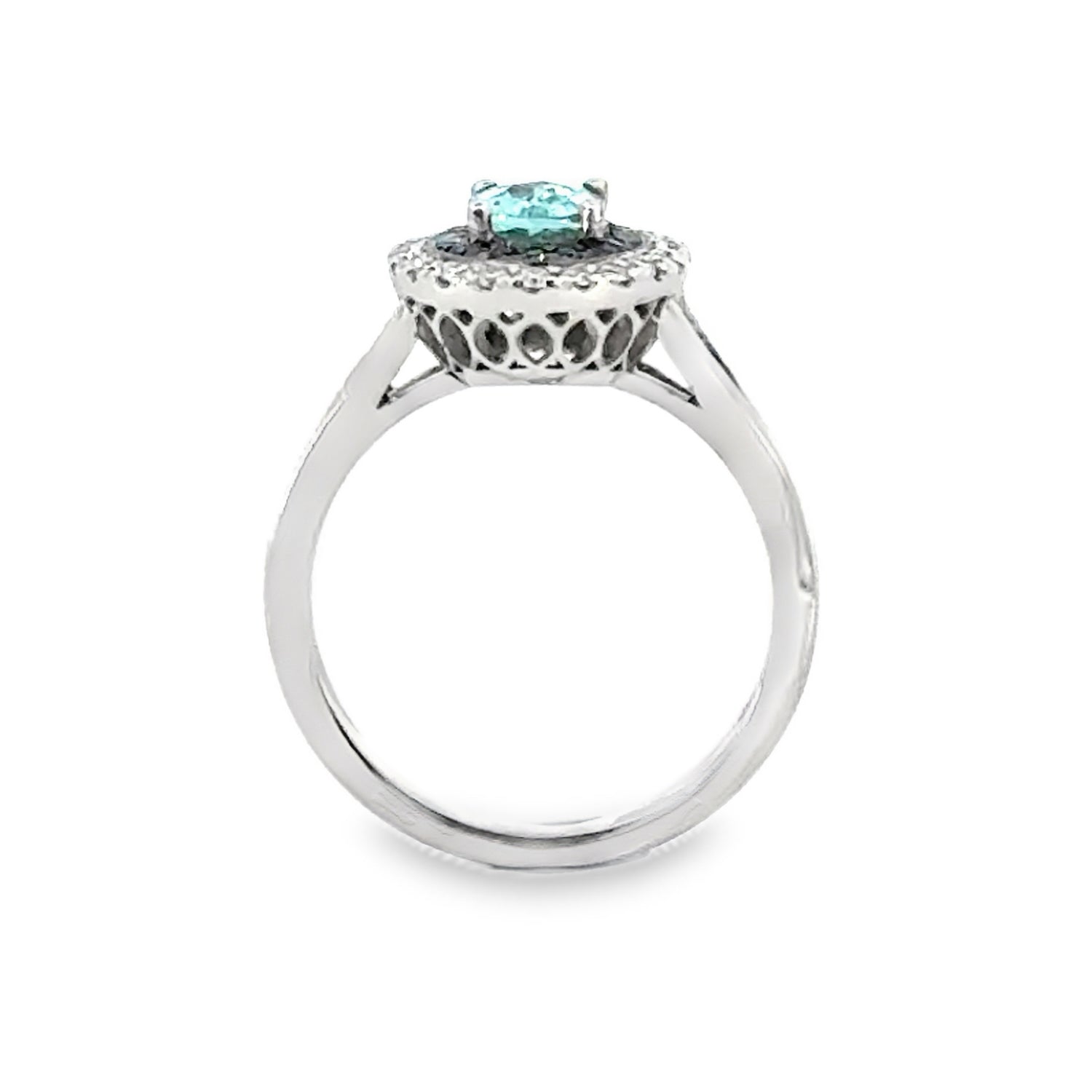 Paraiba Tourmaline Ring - with Sapphire and Diamond 18ct White Gold