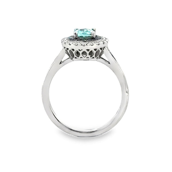 Paraiba Tourmaline Ring - with Sapphire and Diamond 18ct White Gold