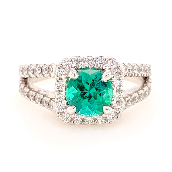 18ct white gold Emerald and Diamond ring