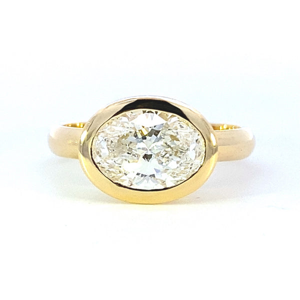 2ct oval diamond ring east west 18Y front