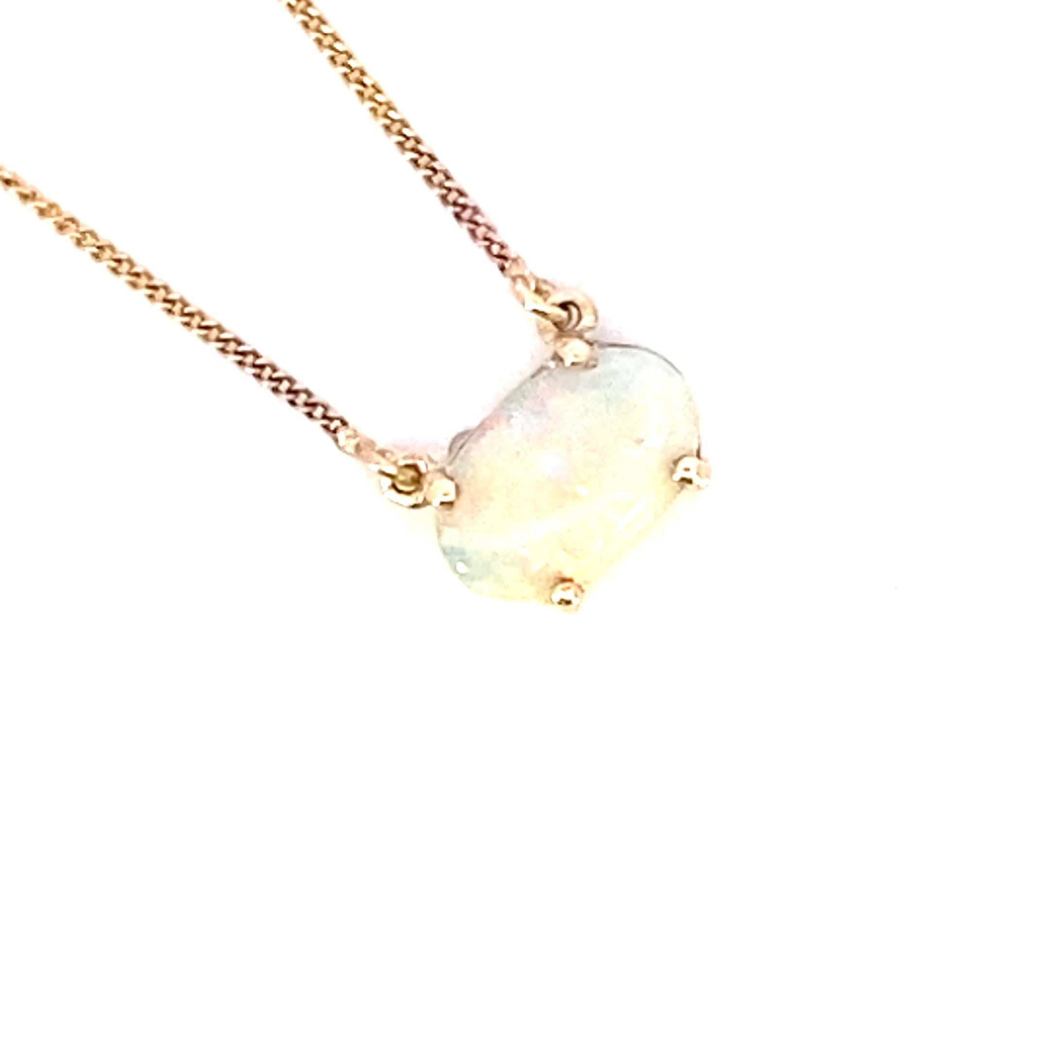 14ct yellow gold solid white opal pendant