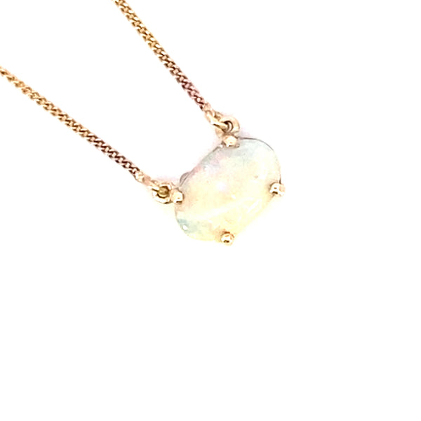 14ct yellow gold solid white opal pendant