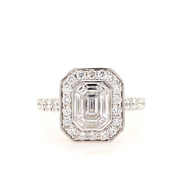 18ct white gold Emerald Cut diamond ring