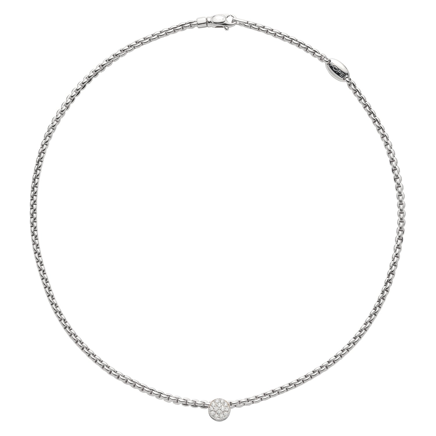 Fope Eka Tiny Pave Medallion Necklace White Gold