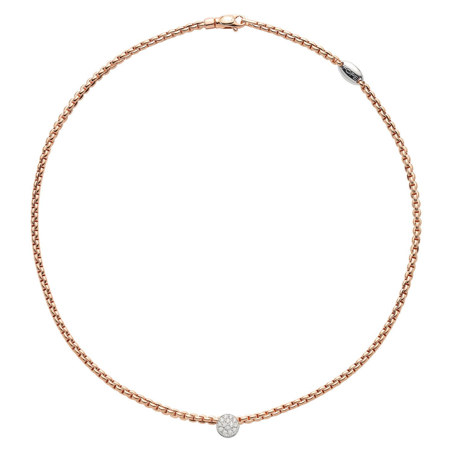 Fope Eka Tiny Pave Medallion Necklace White Gold