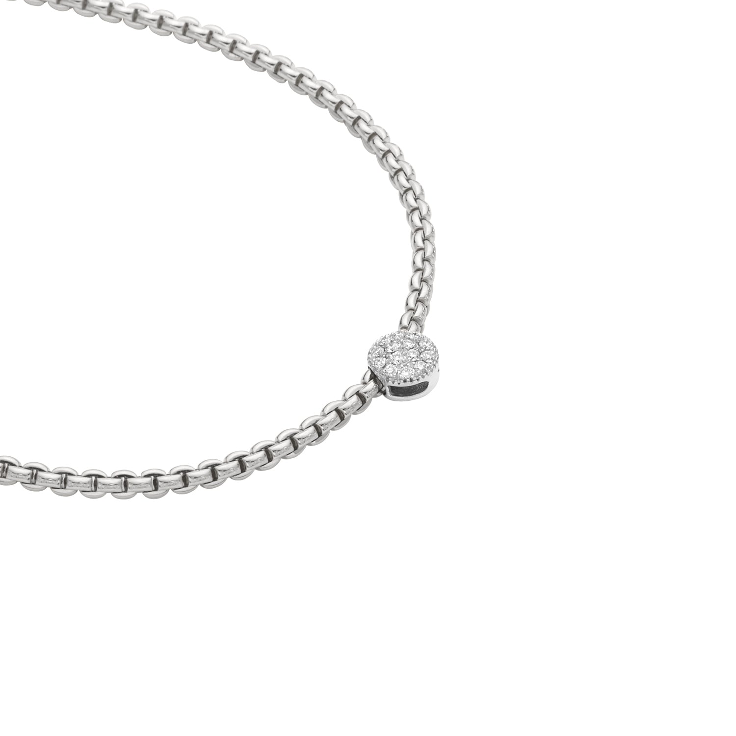 Fope Eka Tiny Pave Medallion Necklace White Gold