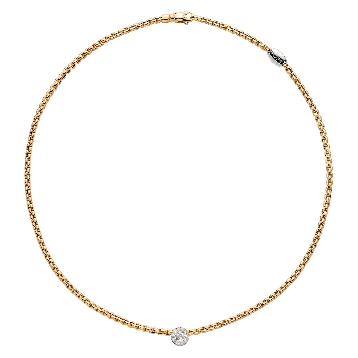 Fope Eka Tiny Pave Medallion Necklace White Gold