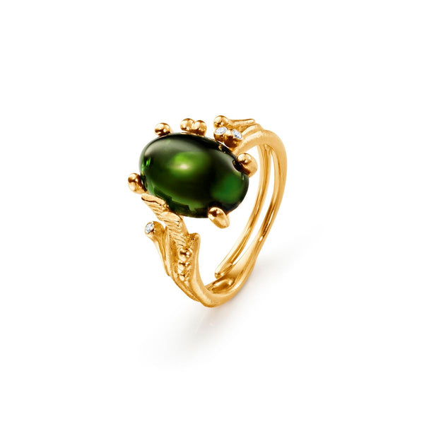 Ole Lynggaard BoHo Ring Small with green tourmaline and diamonds
