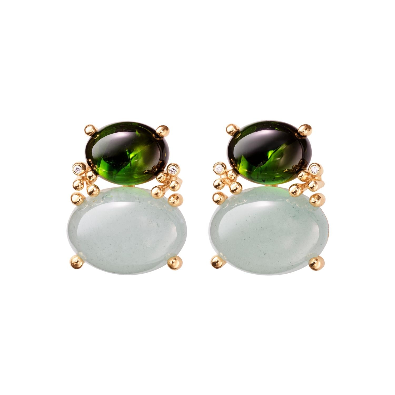 Ole Lynggaard BoHo earrings with Green Tourmalineand Aquamarine
