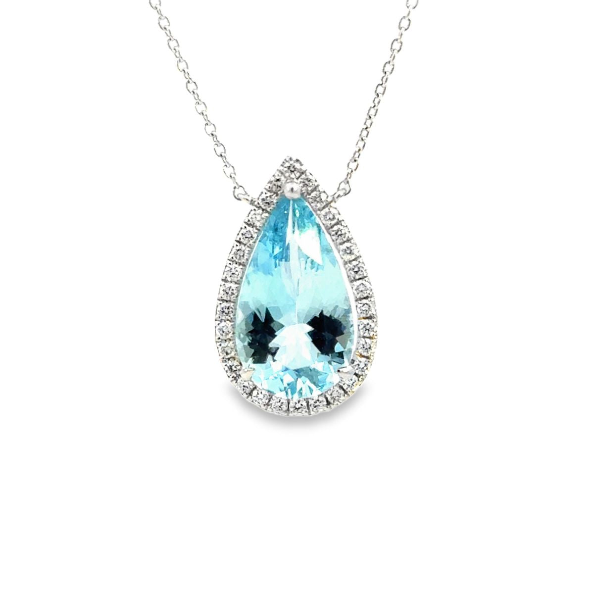 Aquamarine and Diamond Pear Shape Pendant