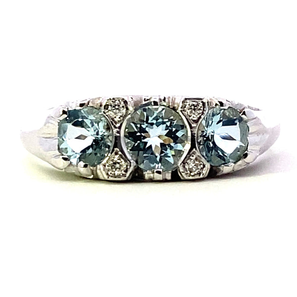 Trewarne Aquamarine and diamond ring