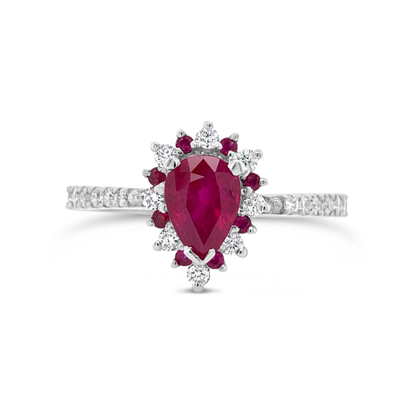 Ruby Pear Shape and Diamond Ring - 'Aurora Star' design