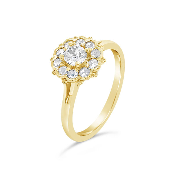 Aurora Vintage Old and Rose cut Diamond Engagement Ring