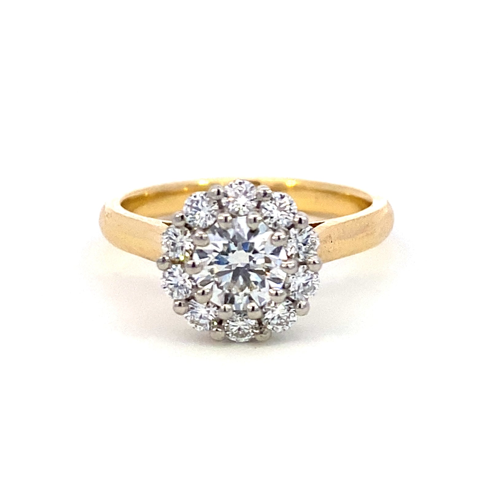 Hearts on Fire diamonds in Beloved Design ring. Yellow gold with Platinum coronet