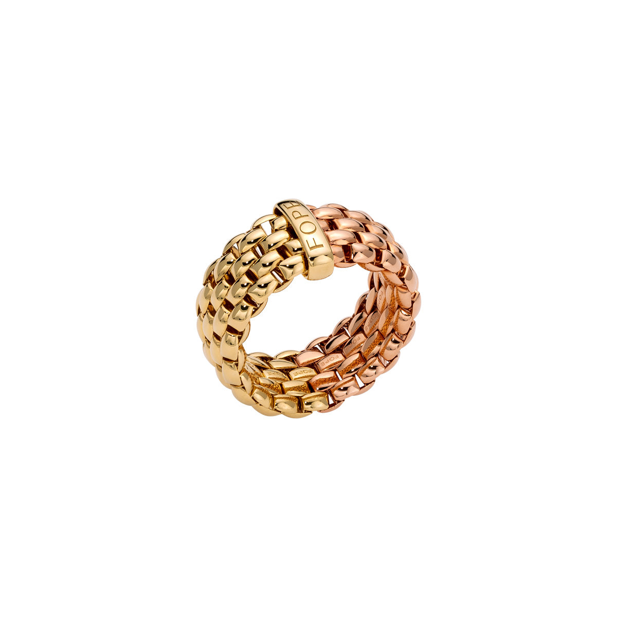 Fope BiColour Rose and Yellow gold Essentials wide ring
