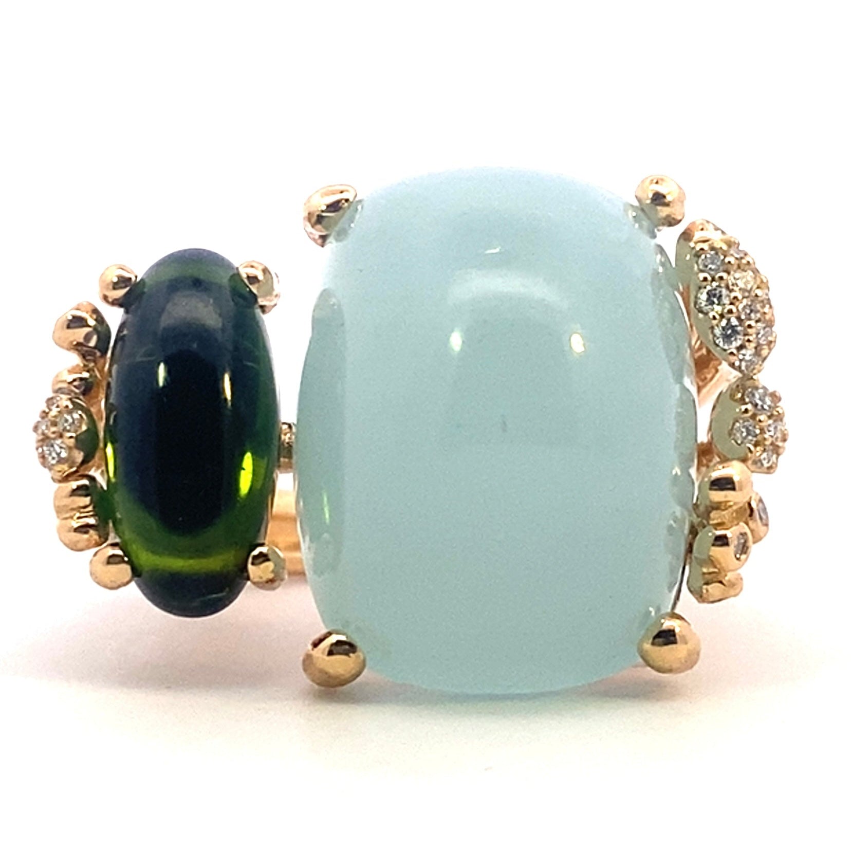 Ole Lynggaard BoHo ring Blue/Green Aquamarine and Green Tourmaline