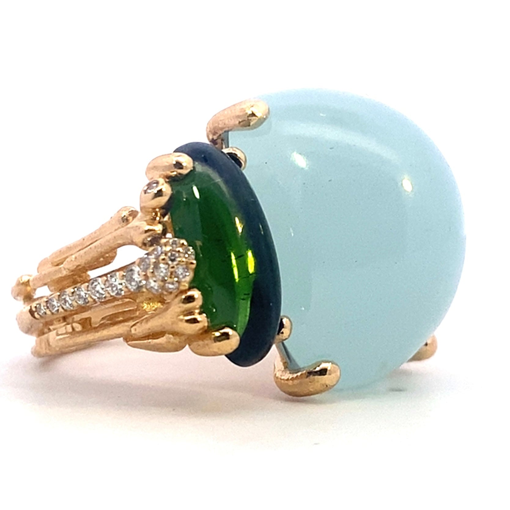 Ole Lynggaard BoHo ring Blue/Green Aquamarine and Green Tourmaline