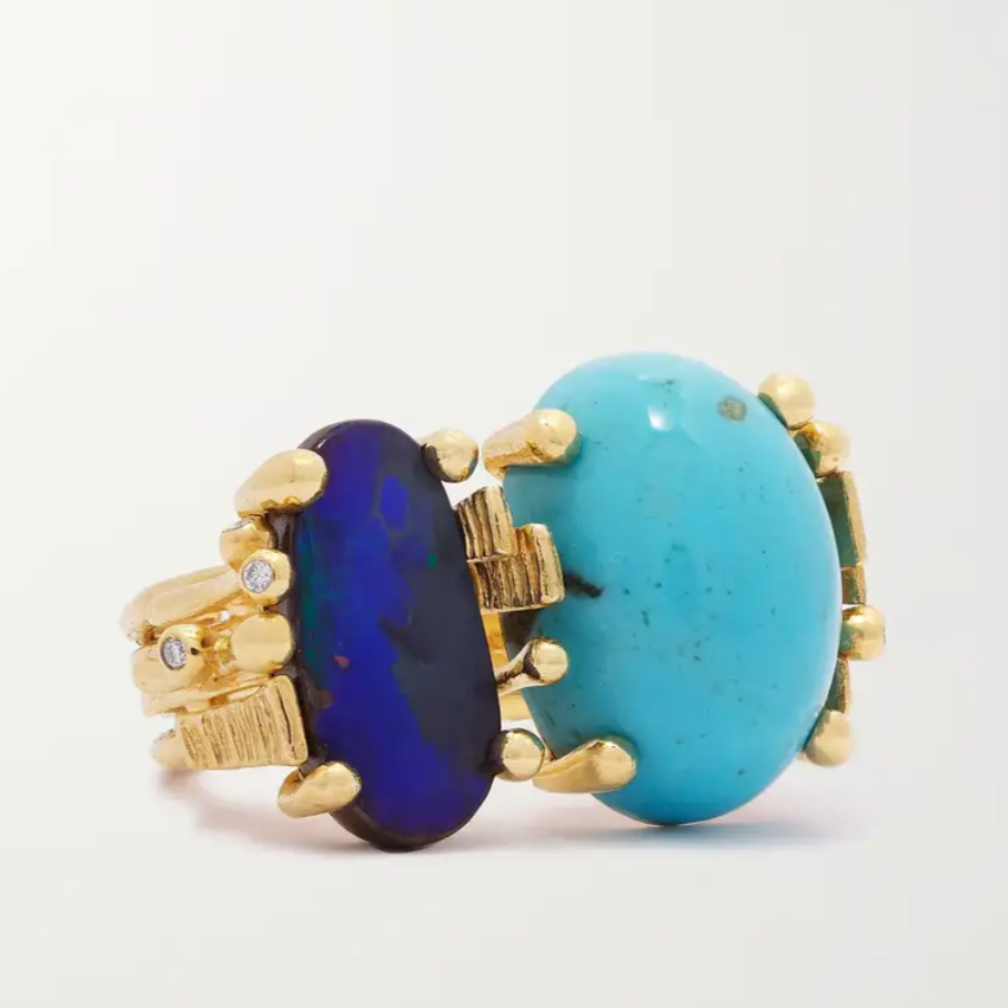 Ole Lynggaard BoHo opal and turquoise ring