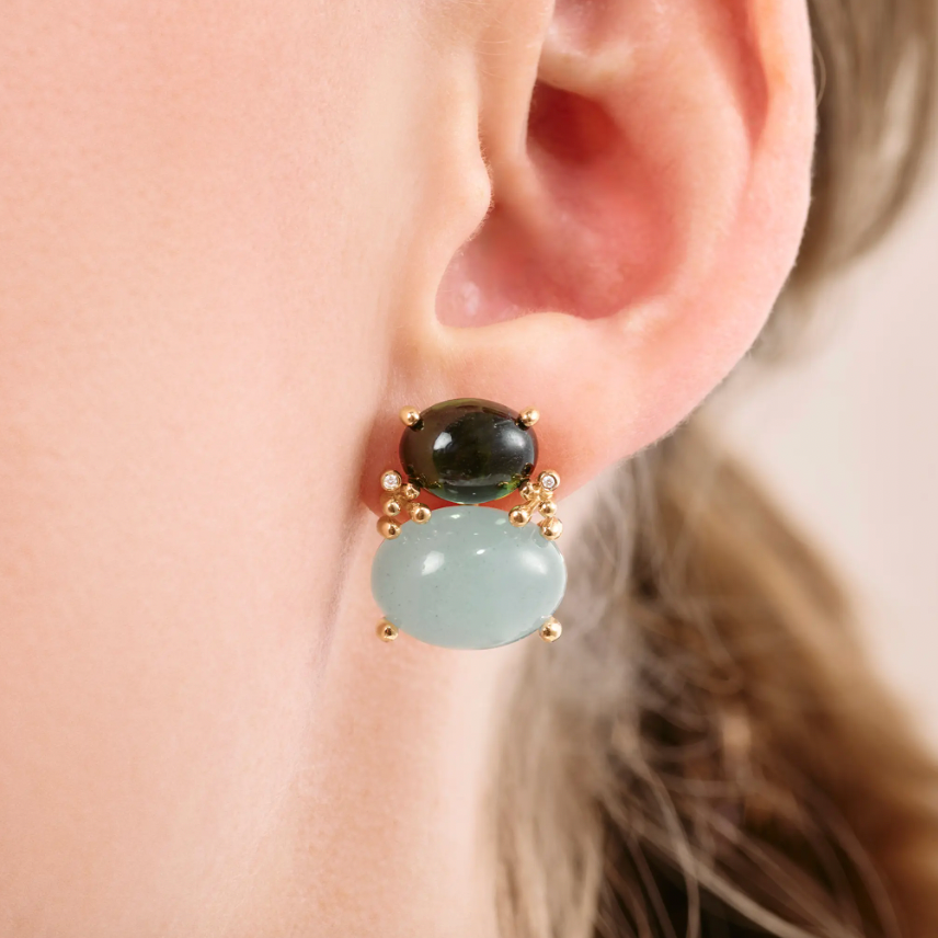 Tourmaline and Aquamarine BoHo earrings