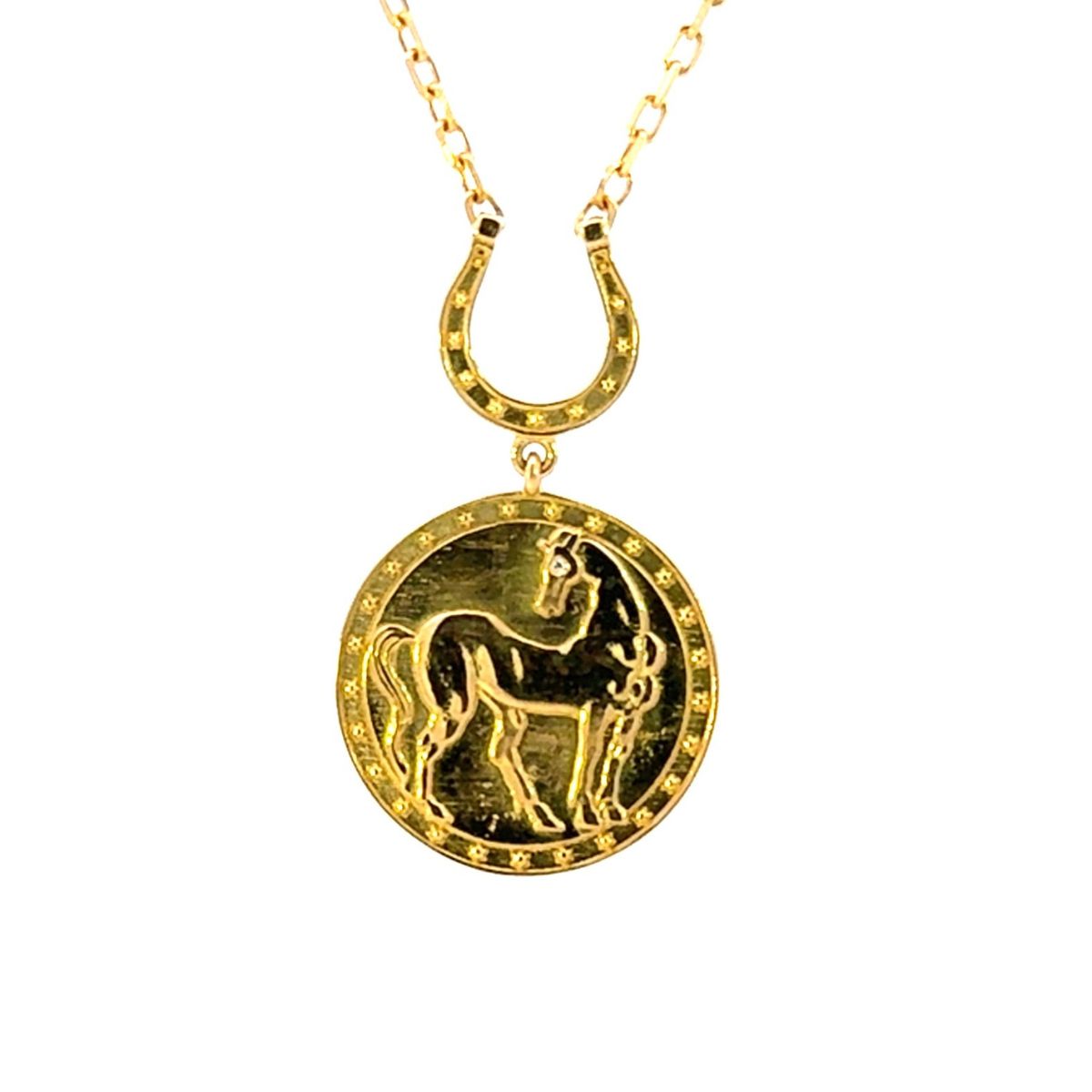 Gold Horse medallion necklace