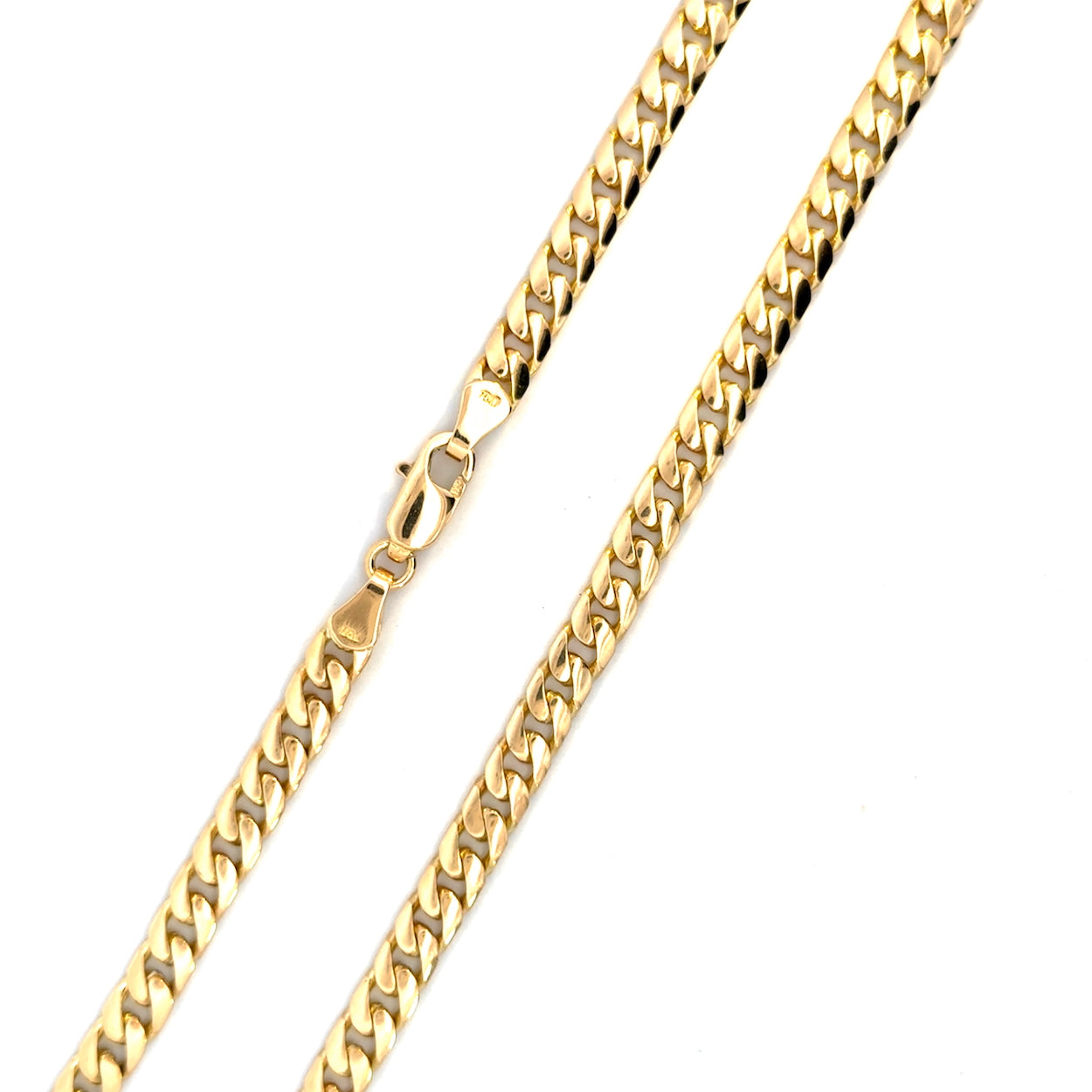 18ct Yellow Gold Cuban Link - Handmade Curb Chain - 55cm