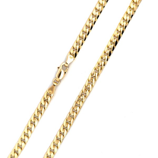 18ct Yellow Gold Cuban Link - Handmade Curb Chain - 55cm