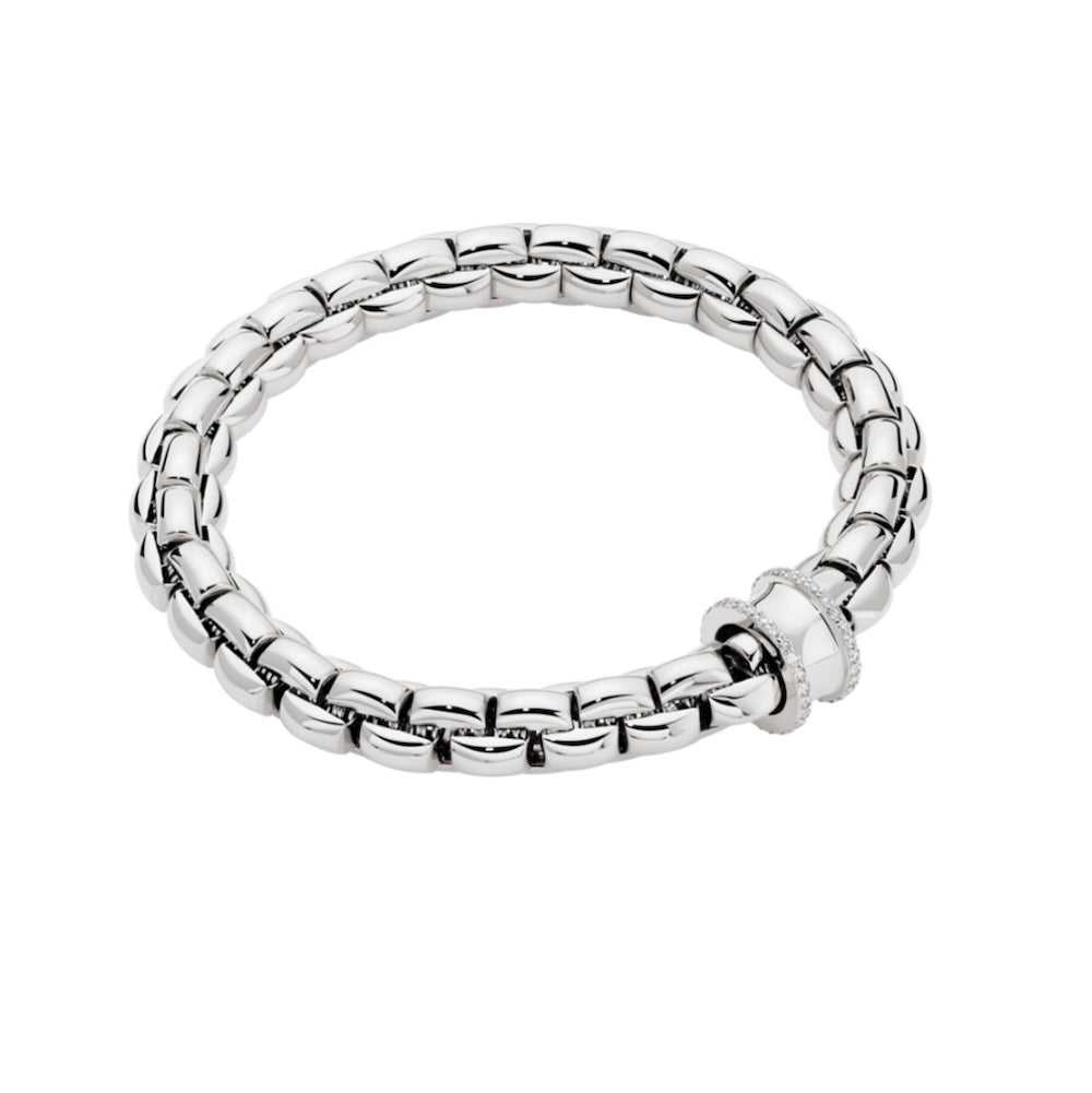 EKA Fope flex'it bracelet bold 8.7mm guage with feature diamond set rondel