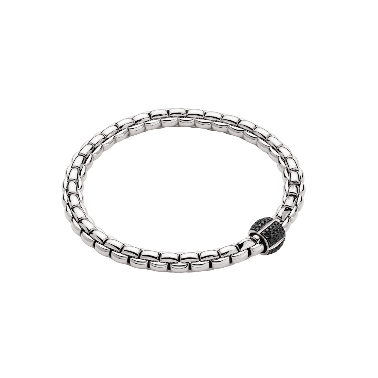 FOPE EKA - 18ct Gold Bracelet - MENS - Fluted Black Diamond Rondel - (Size 3) - 6.3mm