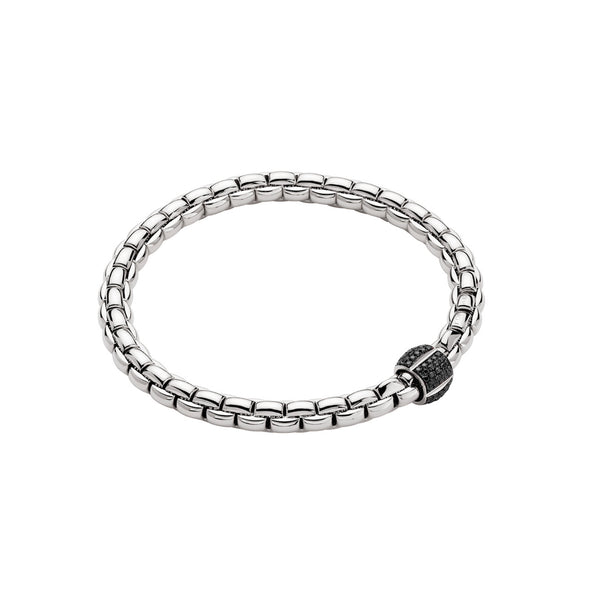 FOPE EKA - 18ct Gold Bracelet - MENS - Fluted Black Diamond Rondel - (Size 3) - 6.3mm