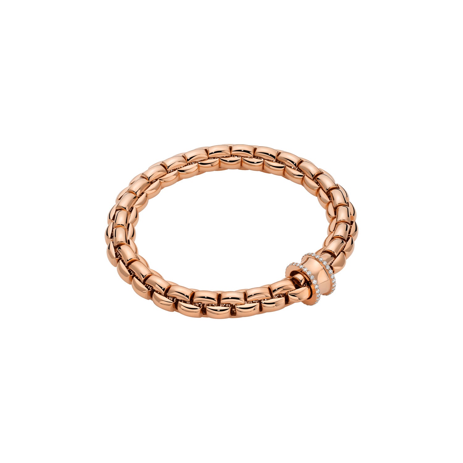 Fope Eka Size 3 bracelet in Rose Gold with diamond edge concave rondel