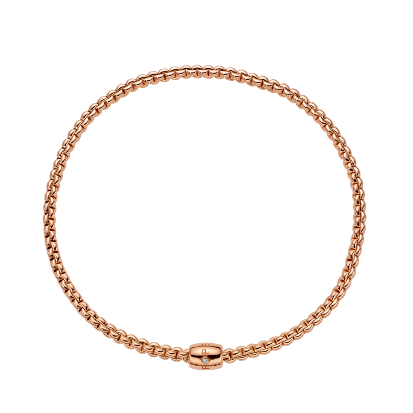 FOPE Eka Flex'it Necklace - 6.3mm guage - Diamond Clasp - Rose Gold