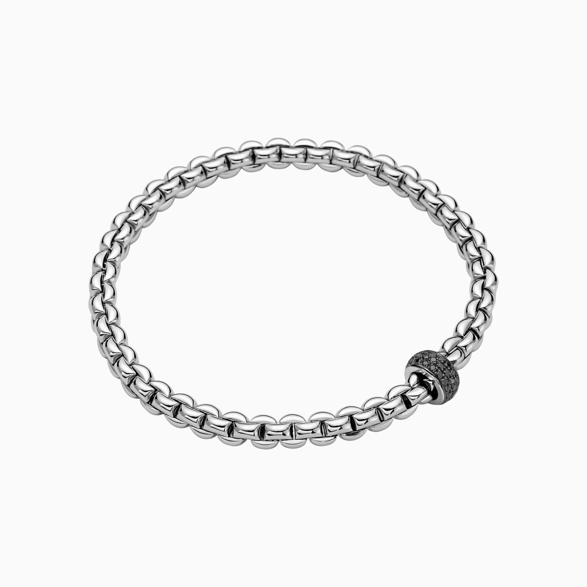 Fope Mens white gold bracelet with black diamonds Size 1
