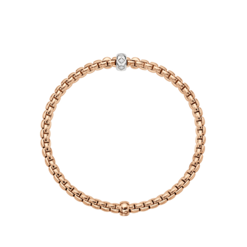 Fope Eka rose gold bracelet with white gold rhombus set rondel