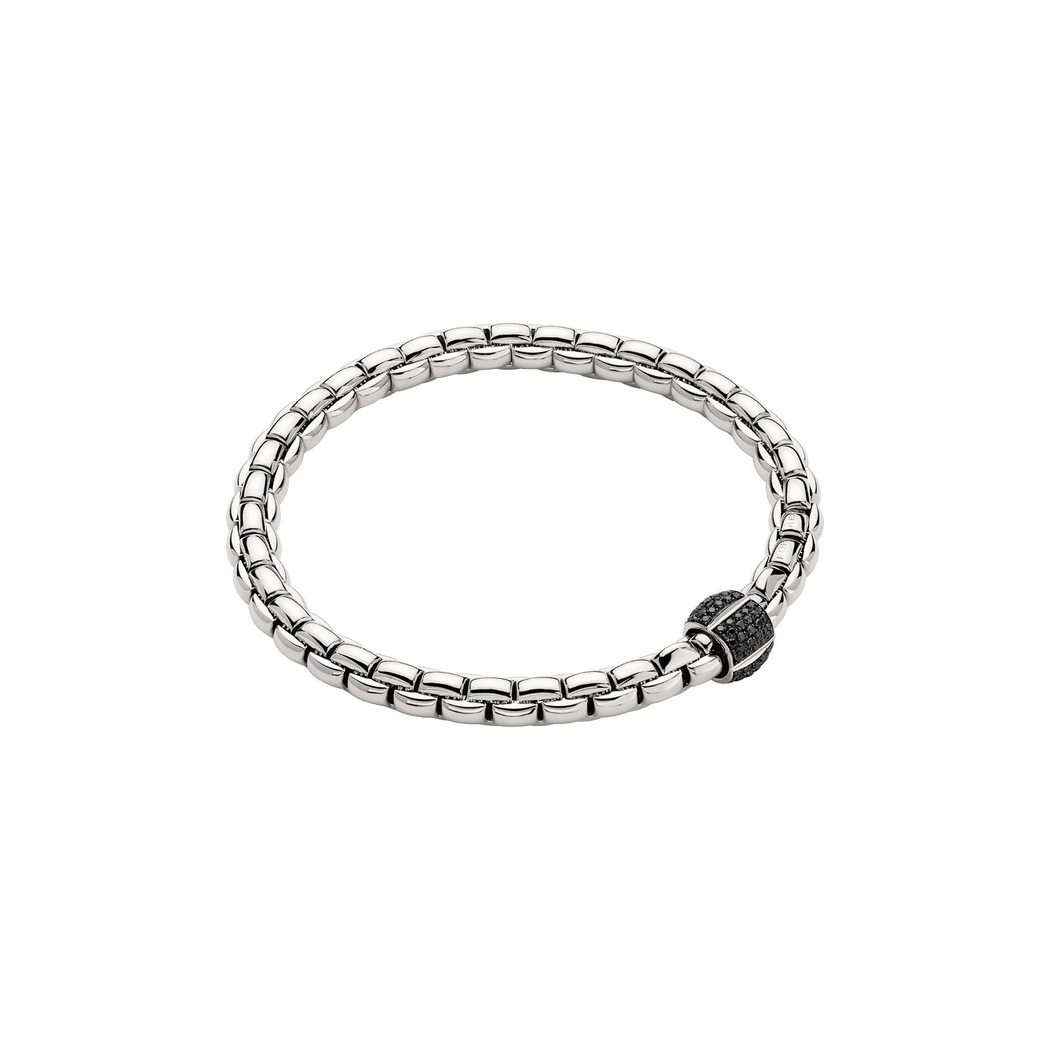 Fope Eka Size 2 mens bracelet in White Gold and black diamonds